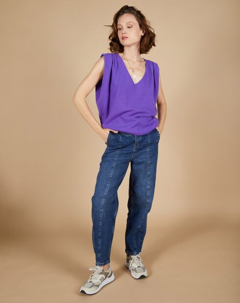 Pull 100% Cachemire Bella épaulettes violet