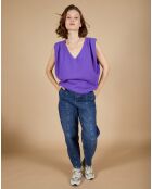 Pull 100% Cachemire Bella épaulettes violet
