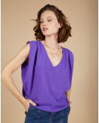 Pull 100% Cachemire Bella épaulettes violet