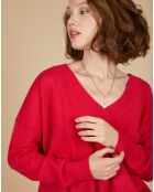 Pull ample 100% Cachemire Isidore col V fuchsia