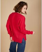 Pull ample 100% Cachemire Isidore col V fuchsia