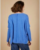 Pull poncho 100% Cachemire Emma col V bleu moyen