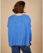 Pull poncho 100% Cachemire Emma col V bleu moyen