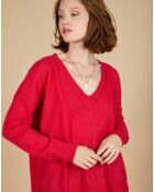 Pull ample 100% Cachemire Isidore col V fuchsia