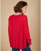 Pull ample 100% Cachemire Isidore col V fuchsia