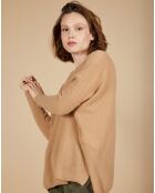 Pull poncho 100% Cachemire Alizée col rond camel