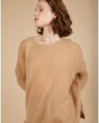 Pull poncho 100% Cachemire Alizée col rond camel