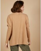 Pull poncho 100% Cachemire Alizée col rond camel