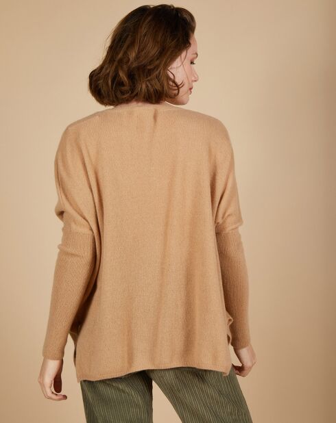 Pull poncho 100% Cachemire Alizée col rond camel