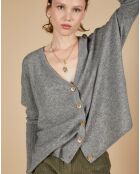 Cardigan 100% Cachemire Alisson col V ample gris chiné foncé