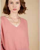 Pull poncho 100% Cachemire Emma col V bois de rose