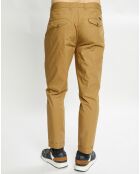 Pantalon Chino en Popeline Blake Pinces camel