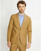 Veste Cintrée en Popeline Stretch 2 boutons camel