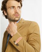 Veste Cintrée en Popeline Stretch 2 boutons camel