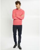 Pull 100% Laine col rond rose foncé