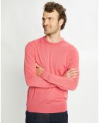 Pull 100% Laine col rond rose foncé