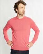 Pull 100% Laine col rond rose foncé