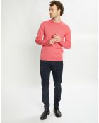 Pull 100% Laine col rond rose foncé