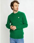 Pull en Laine mélangée col rond Ribs vert