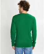 Pull en Laine mélangée col rond Ribs vert