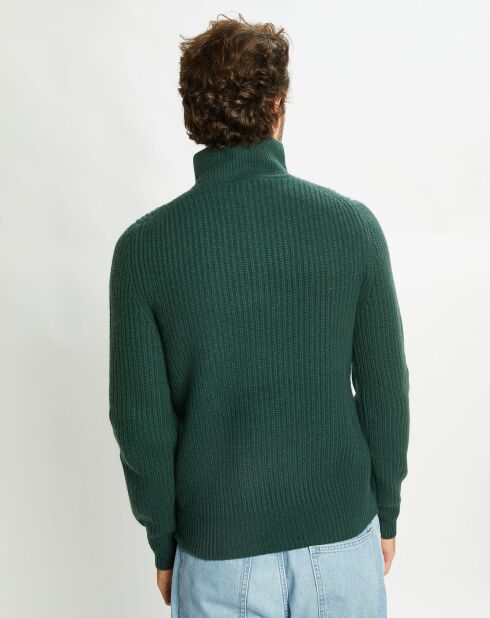 Pull en Laine & Cachemire Notecam col zippé vert foncé