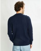 Pull en Cachemire & Laine Mesailor col rond bleu marine