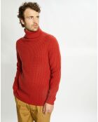 Pull en Laine & Cachemire Noteroule col roulé rouge