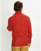 Pull en Laine & Cachemire Noteroule col roulé rouge