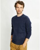 Pull en Cachemire & Laine Meps col rond bleu marine