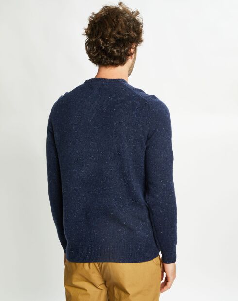 Pull en Cachemire & Laine Meps col rond bleu marine