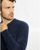 Pull en Cachemire & Laine Meps col rond bleu marine