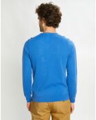 Pull 100% Cachemire Nachve col V bleu