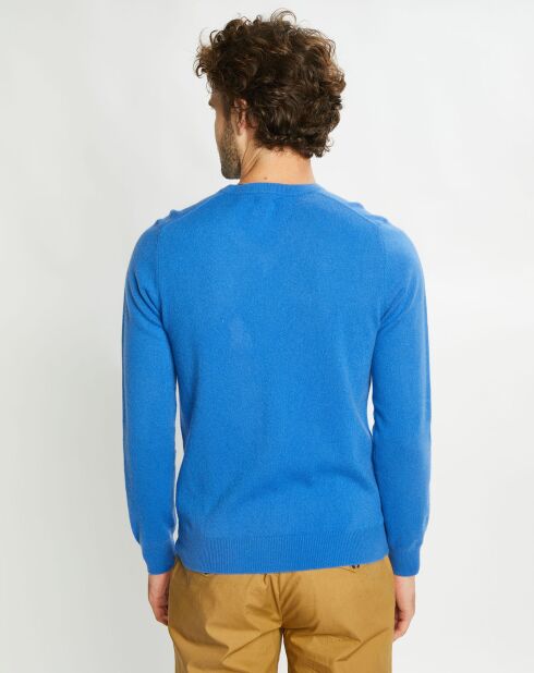 Pull 100% Cachemire Nachve col V bleu