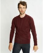 Pull en Cachemire & Laine Meps col rond bordeaux chiné