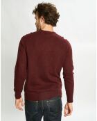 Pull en Cachemire & Laine Meps col rond bordeaux chiné