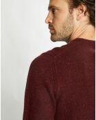 Pull en Cachemire & Laine Meps col rond bordeaux chiné