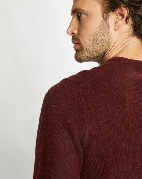 Pull en Cachemire & Laine Meps col rond bordeaux chiné