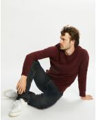 Pull en Cachemire & Laine Meps col rond bordeaux chiné