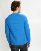 Pull en Laine & Cachemire Noterond col rond bleu