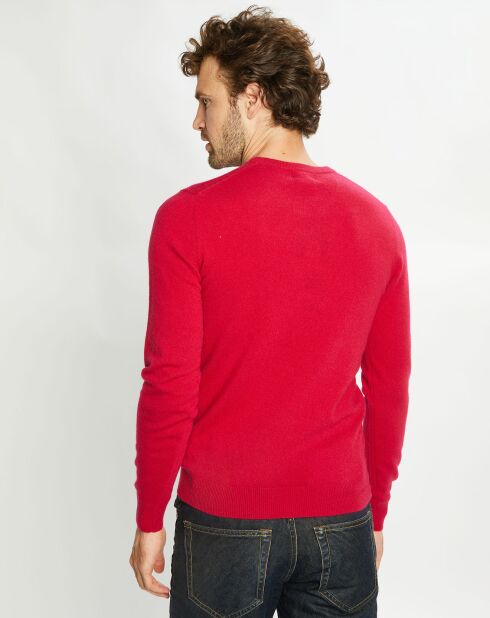 Pull 100% Cachemire Nachron col ras du cou rose foncé