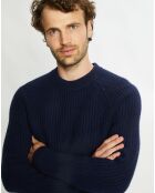 Pull en Laine & Cachemire Poterond col rond bleu marine