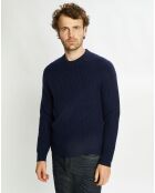 Pull en Laine & Cachemire Poterond col rond bleu marine