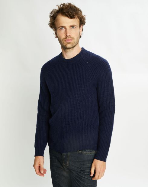 Pull en Laine & Cachemire Poterond col rond bleu marine