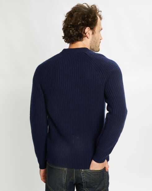 Pull en Laine & Cachemire Poterond col rond bleu marine