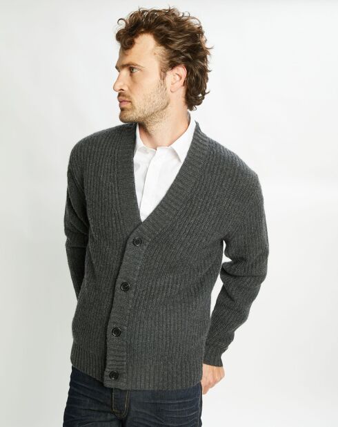 Cardigan en Laine & Cachemire Potecard Gulet Boxy gris foncé