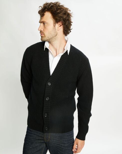 Cardigan en Laine & Cachemire Potecard Gulet Boxy noir