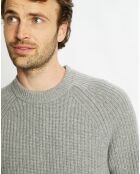 Pull en Laine & Cachemire Poterond col rond gris clair