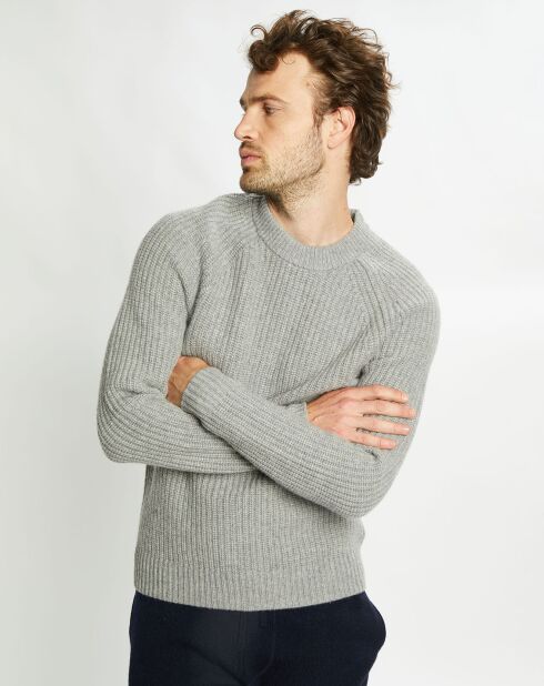 Pull en Laine & Cachemire Poterond col rond gris clair