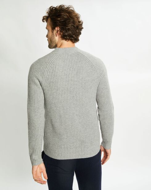 Pull en Laine & Cachemire Poterond col rond gris clair