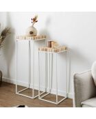 2 Selettes gigognes rondin blanc/marron - 34x90x34 cm